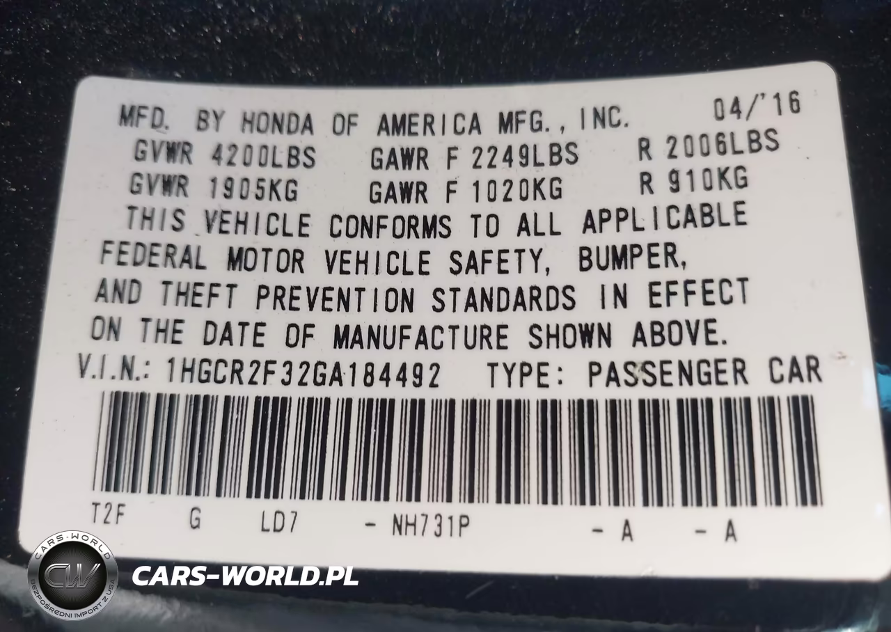 2016 Honda Accord Lx VIN:1HGCR2F32GA184492 - 9