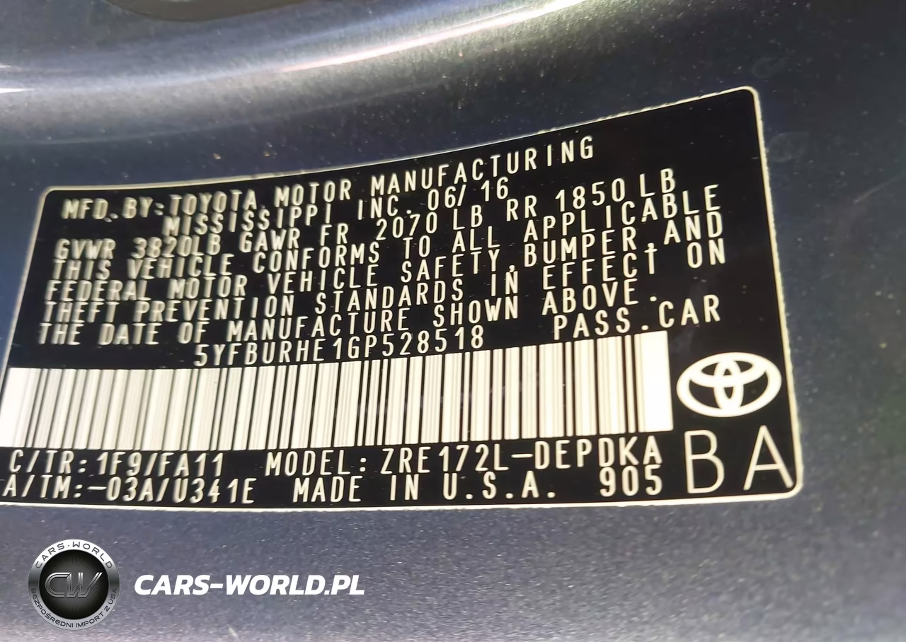 2016 Toyota Corolla L VIN:5YFBURHE1GP528518 - 9