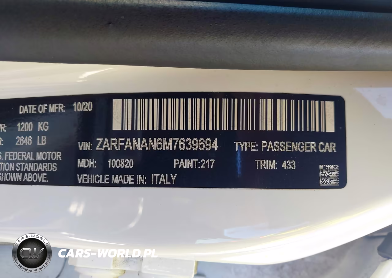 2021 Alfa Romeo Giulia Awd VIN:ZARFANAN6M7639694 - 9