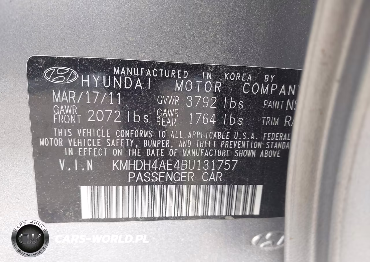 2011 Hyundai Elantra Gls (Ulsan Plant) VIN:KMHDH4AE4BU131757 - 9