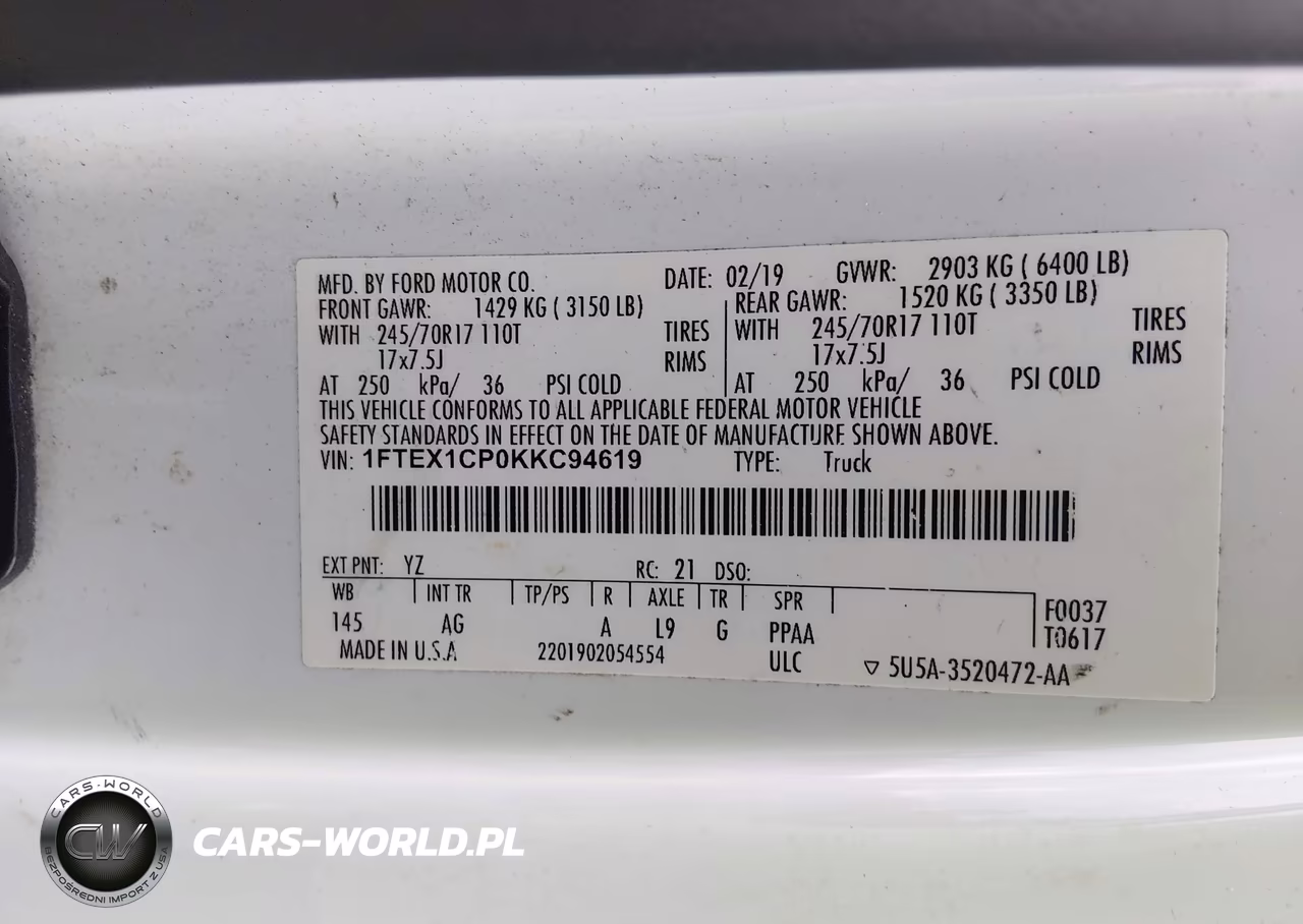2019 Ford F-150 Xl VIN:1FTEX1CP0KKC94619 - 9