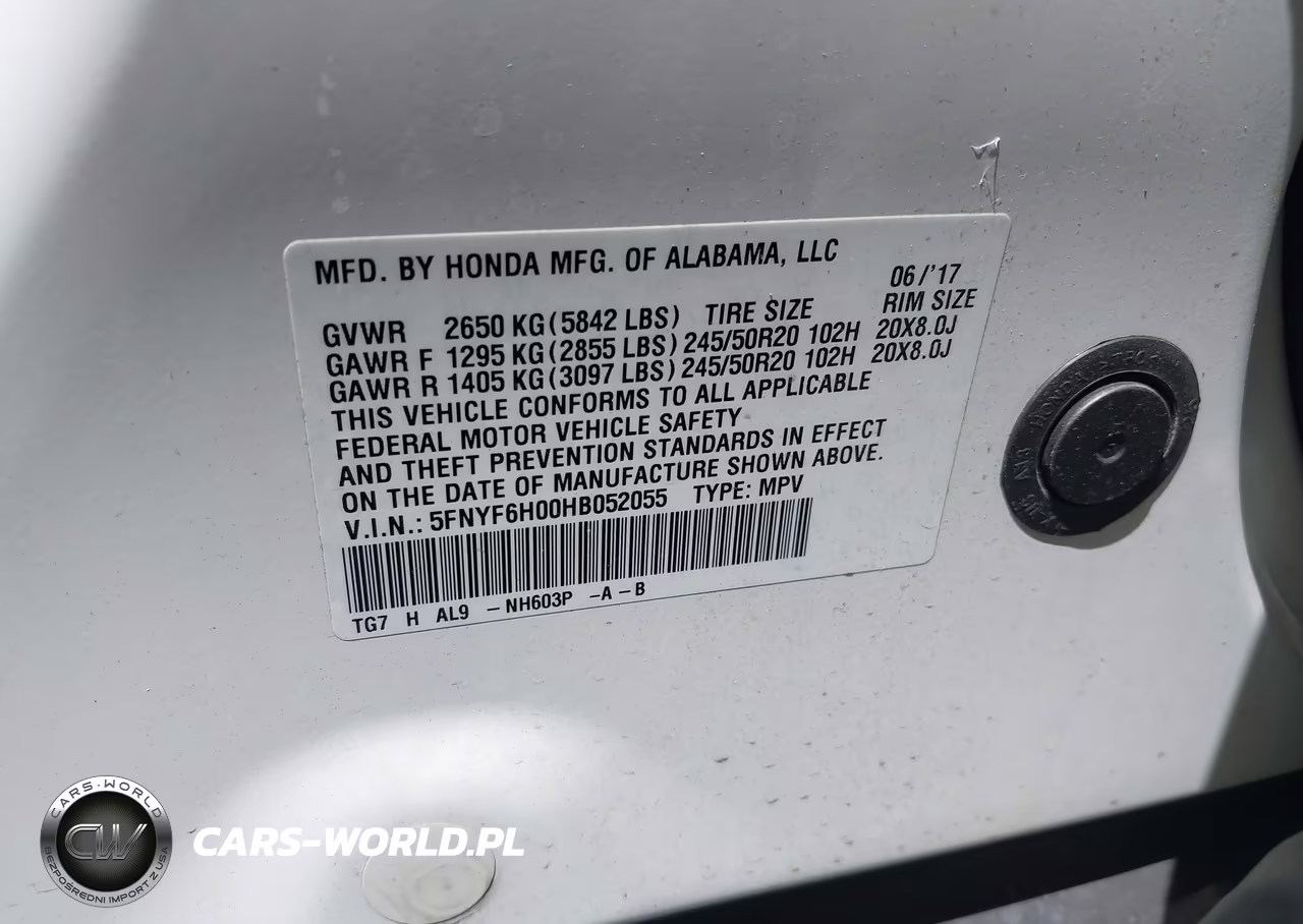 2017 Honda Pilot Elite VIN:5FNYF6H00HB052055 - 9