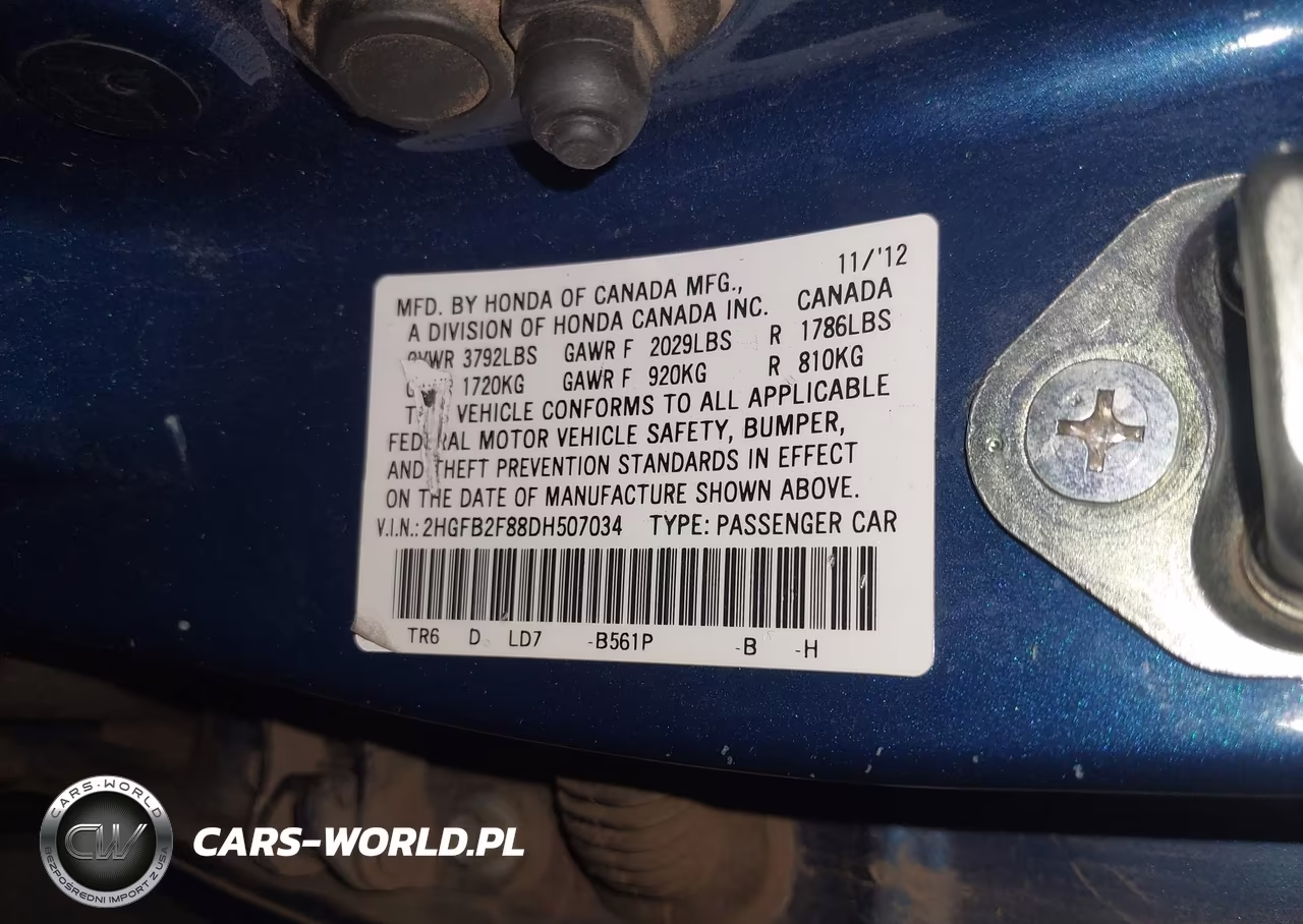 2013 Honda Civic Ex VIN:2HGFB2F88DH507034 - 9
