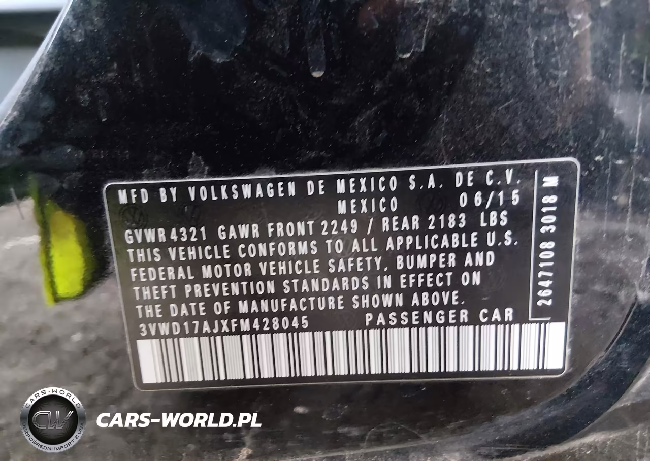 2015 Volkswagen Jetta 1.8T Sport VIN:3VWD17AJXFM428045 - 9