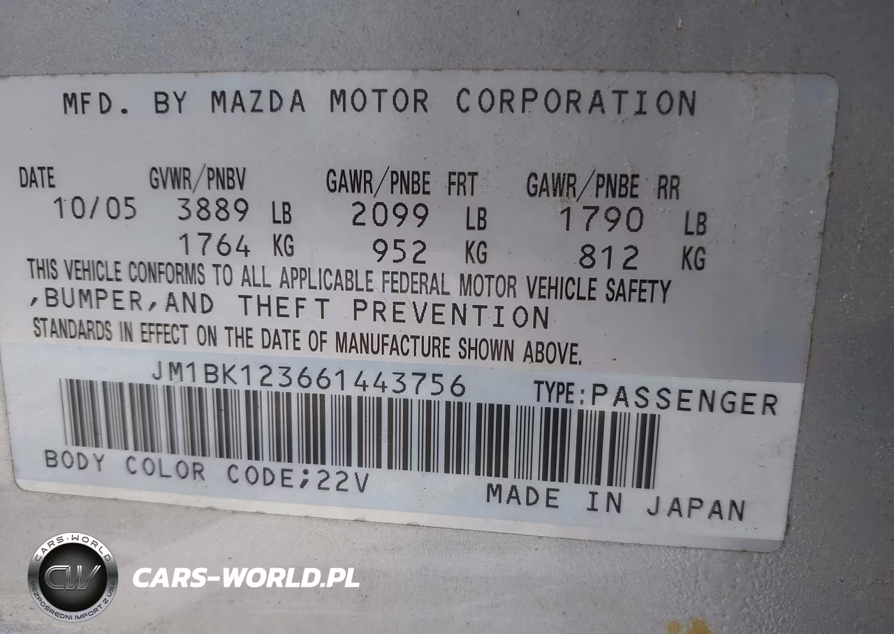 2006 Mazda Mazda3 S VIN:JM1BK123661443756 - 9
