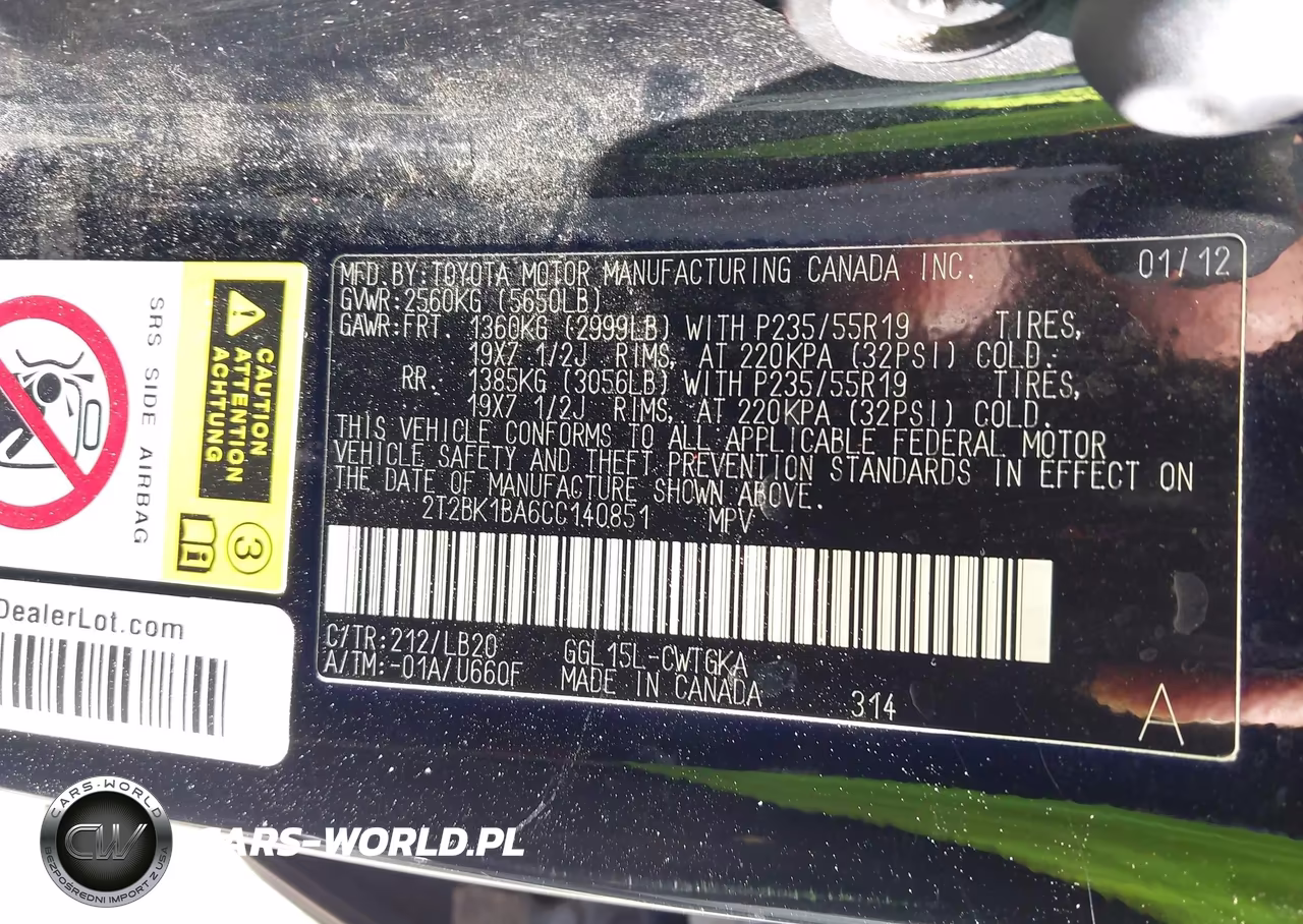 2012 Lexus Rx 350 VIN:2T2BK1BA6CC140851 - 9