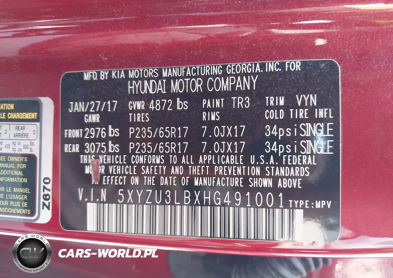 2017 Hyundai Santa Fe Sport 2.4L VIN:5XYZU3LBXHG491001 - 9