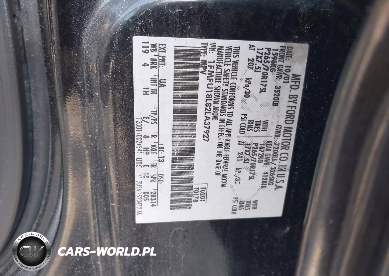 2002 Ford Expedition Eddie Bauer VIN:1FMFU18L82LA37927 - 9