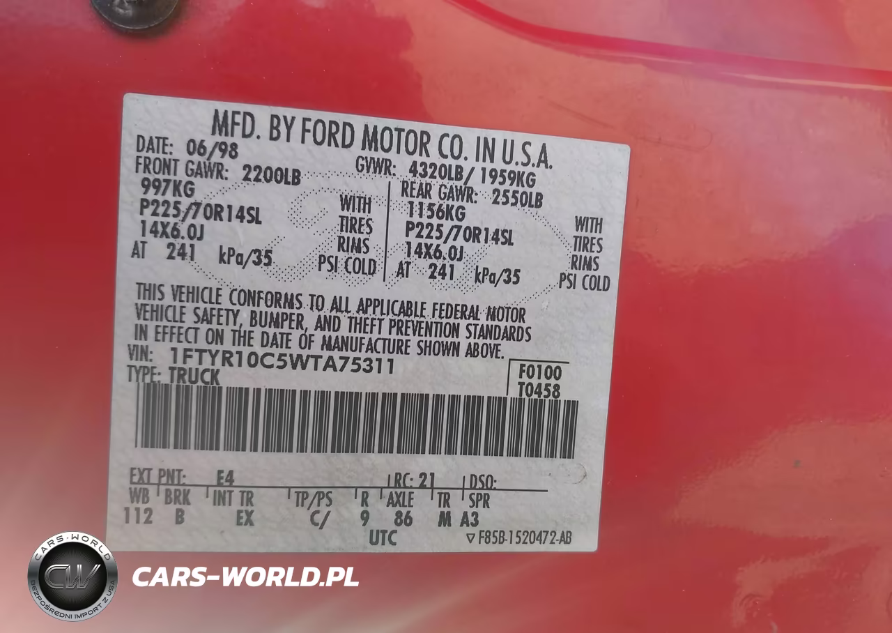 1998 Ford Ranger Splash-Xl-Xlt VIN:1FTYR10C5WTA75311 - 9