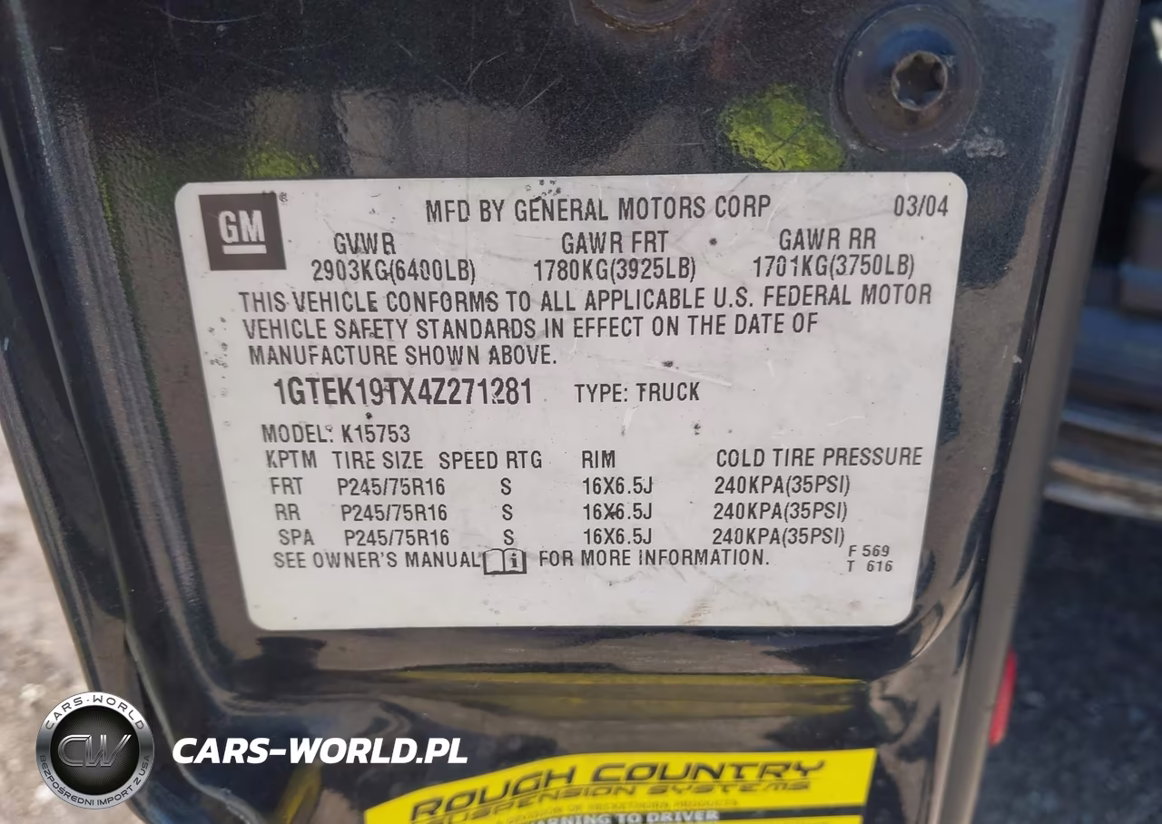 2004 GMC Sierra 1500 Sle VIN:1GTEK19TX4Z271281 - 9