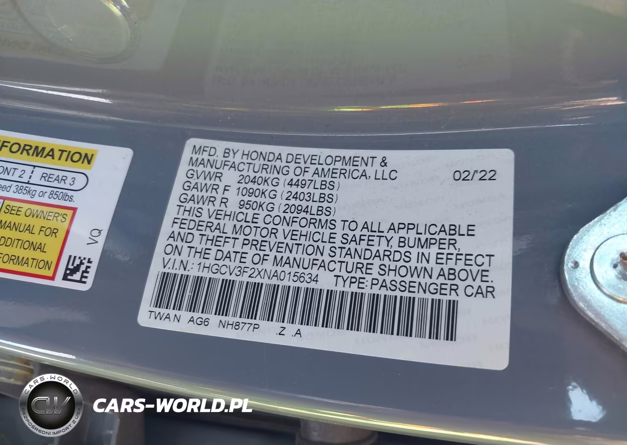 2022 Honda Accord Hybrid Sport VIN:1HGCV3F2XNA015634 - 9