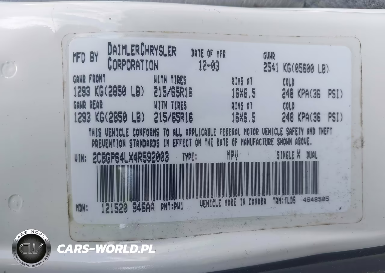 2004 Chrysler Town & Country Limited VIN:2C8GP64LX4R592003 - 9