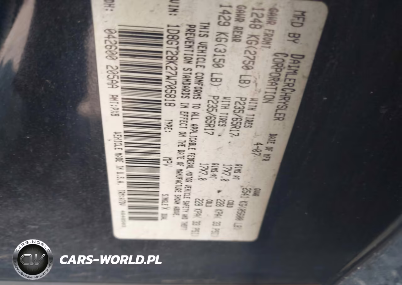2007 Dodge Nitro Sxt VIN:1D8GT28K27W705818 - 9