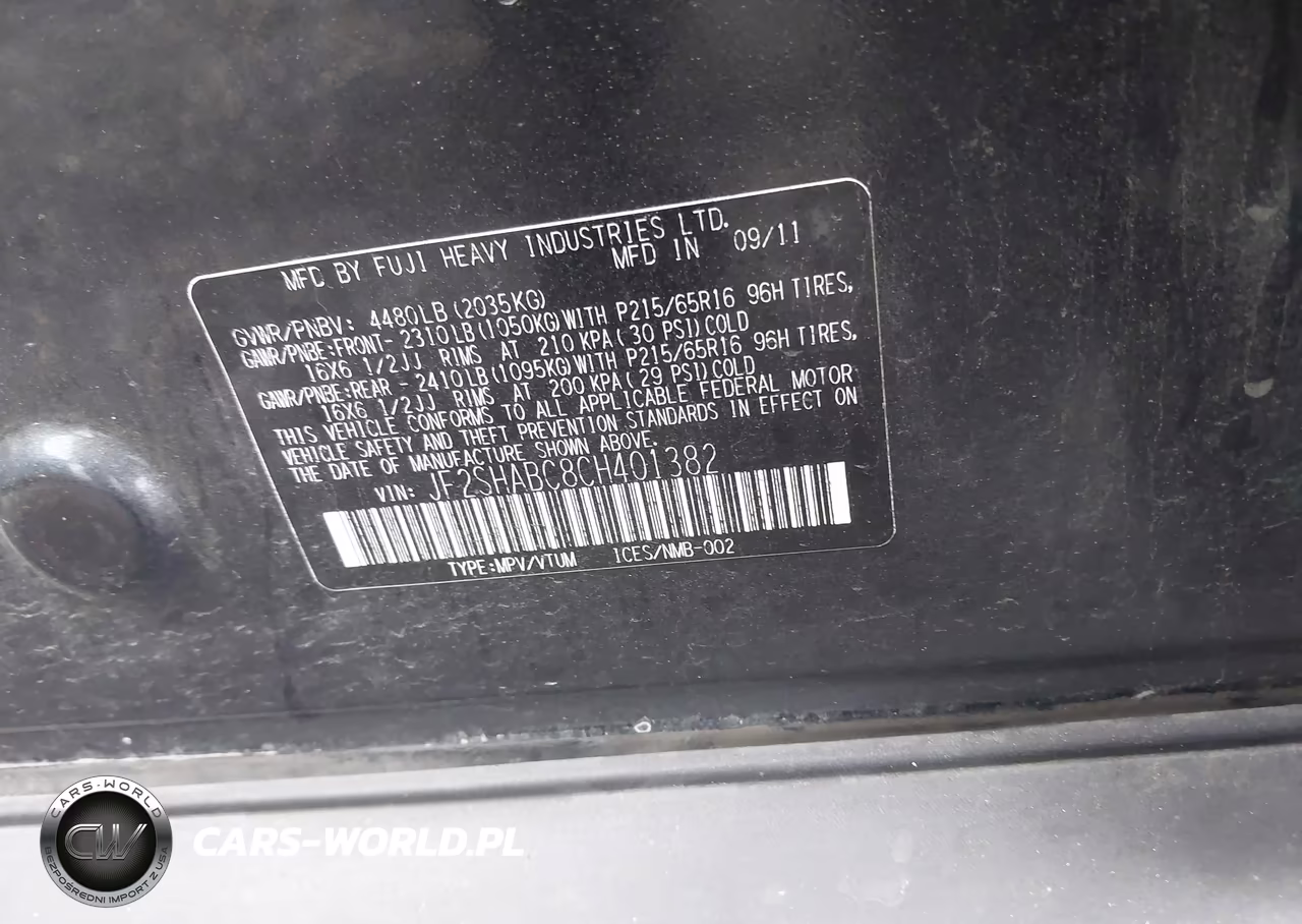 2012 Subaru Forester 2.5X VIN:JF2SHABC8CH401382 - 9