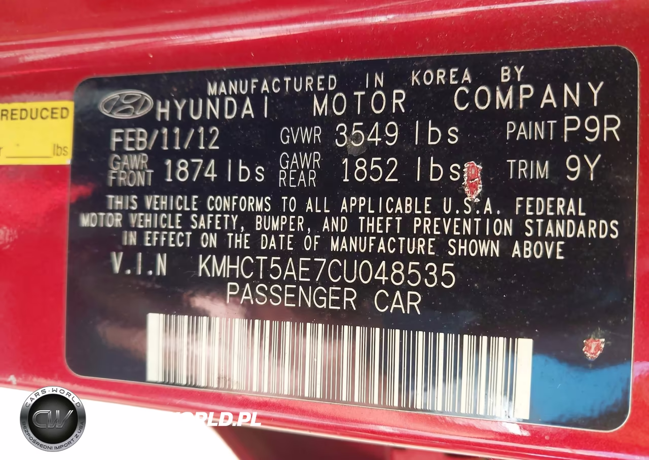 2012 Hyundai Accent Gs VIN:KMHCT5AE7CU048535 - 9