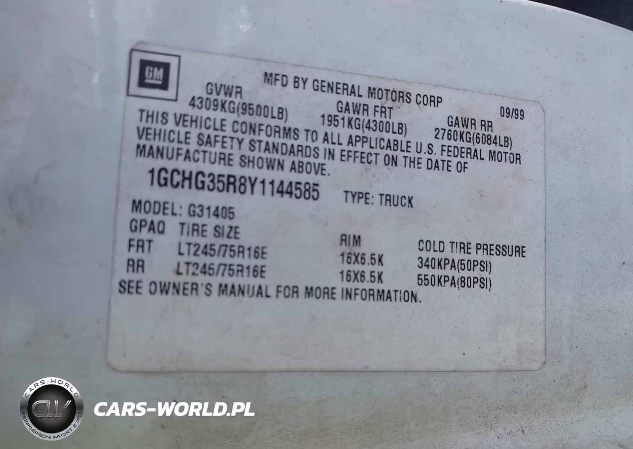 2000 Chevrolet Express VIN:1GCHG35R8Y1144585 - 9