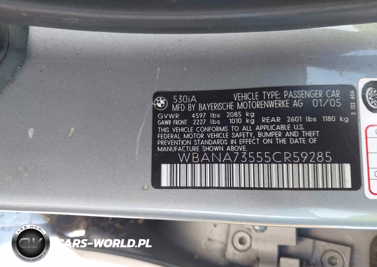 2005 BMW 530I VIN:WBANA73555CR59285 - 9