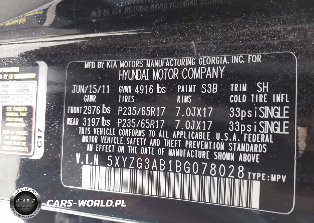 2011 Hyundai Santa Fe Gls VIN:5XYZG3AB1BG078028 - 9