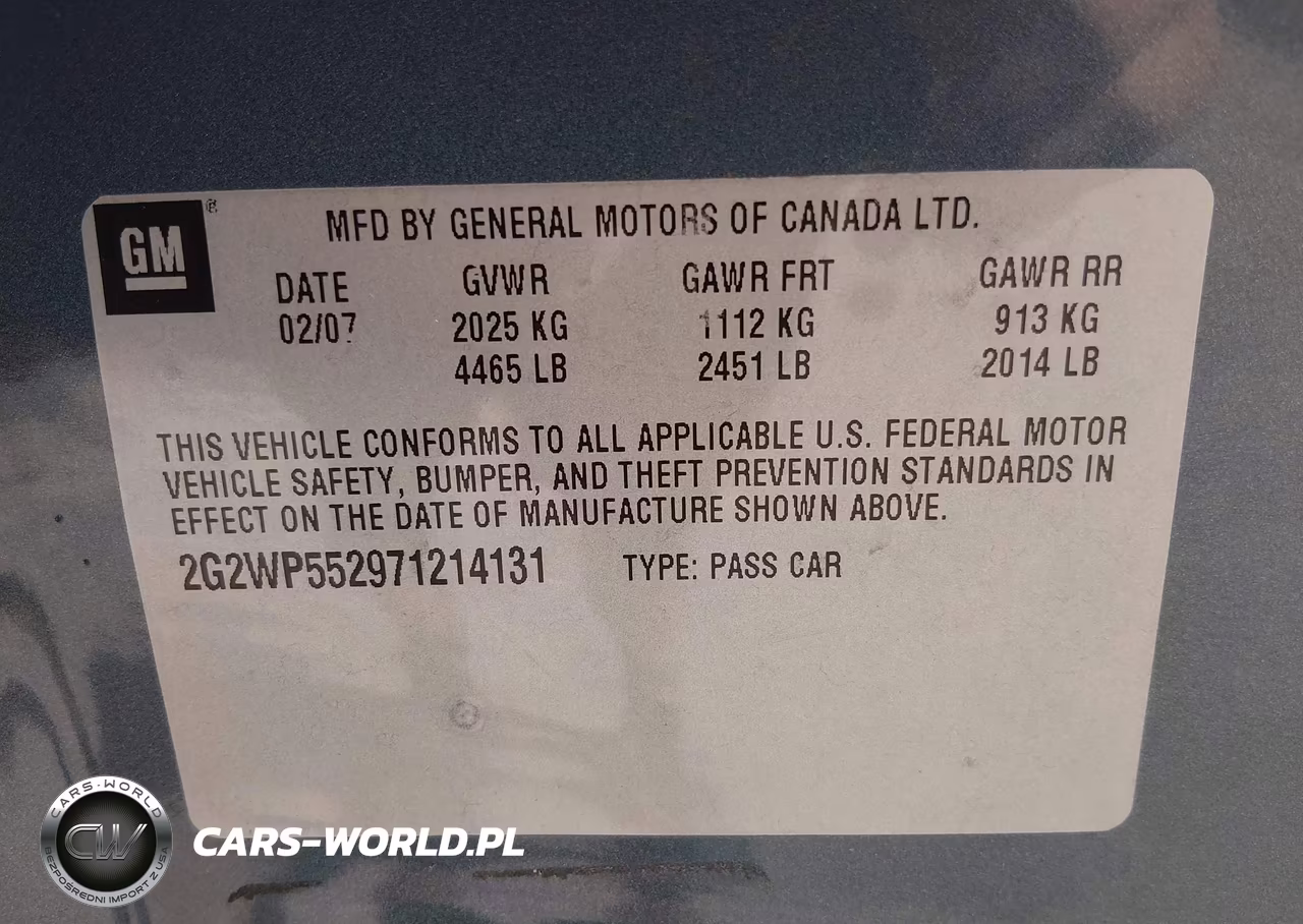 2007 Pontiac Grand Prix VIN:2G2WP552971214131 - 9
