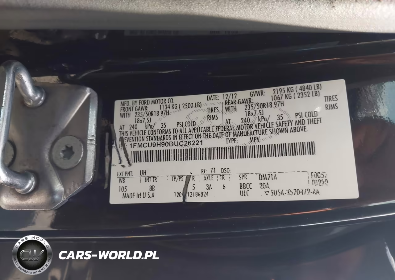 2013 Ford Escape Sel VIN:1FMCU9H90DUC26221 - 9