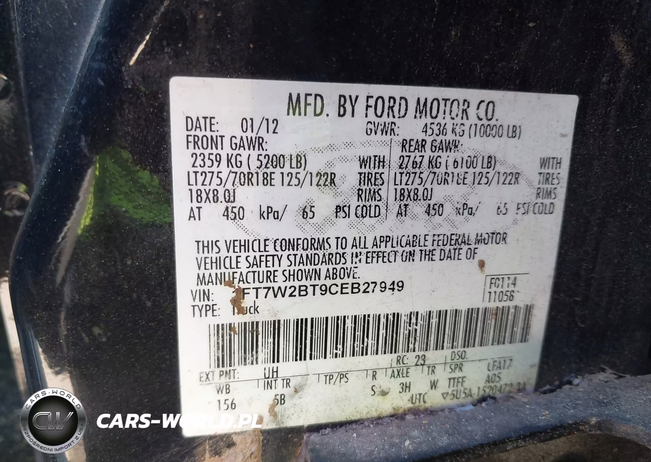 2012 Ford F-250 Lariat VIN:1FT7W2BT9CEB27949 - 9