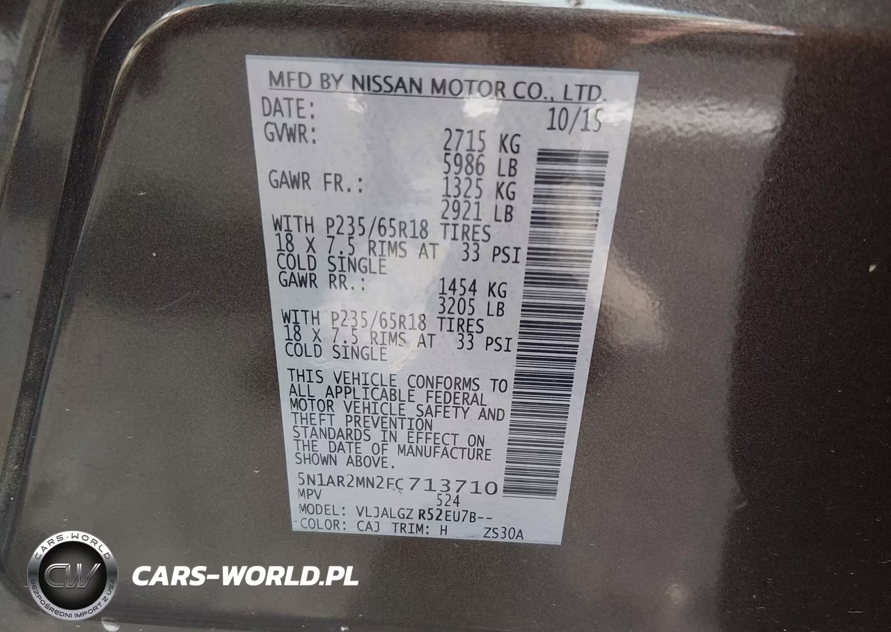 2015 Nissan Pathfinder Sl VIN:5N1AR2MN2FC713710 - 9