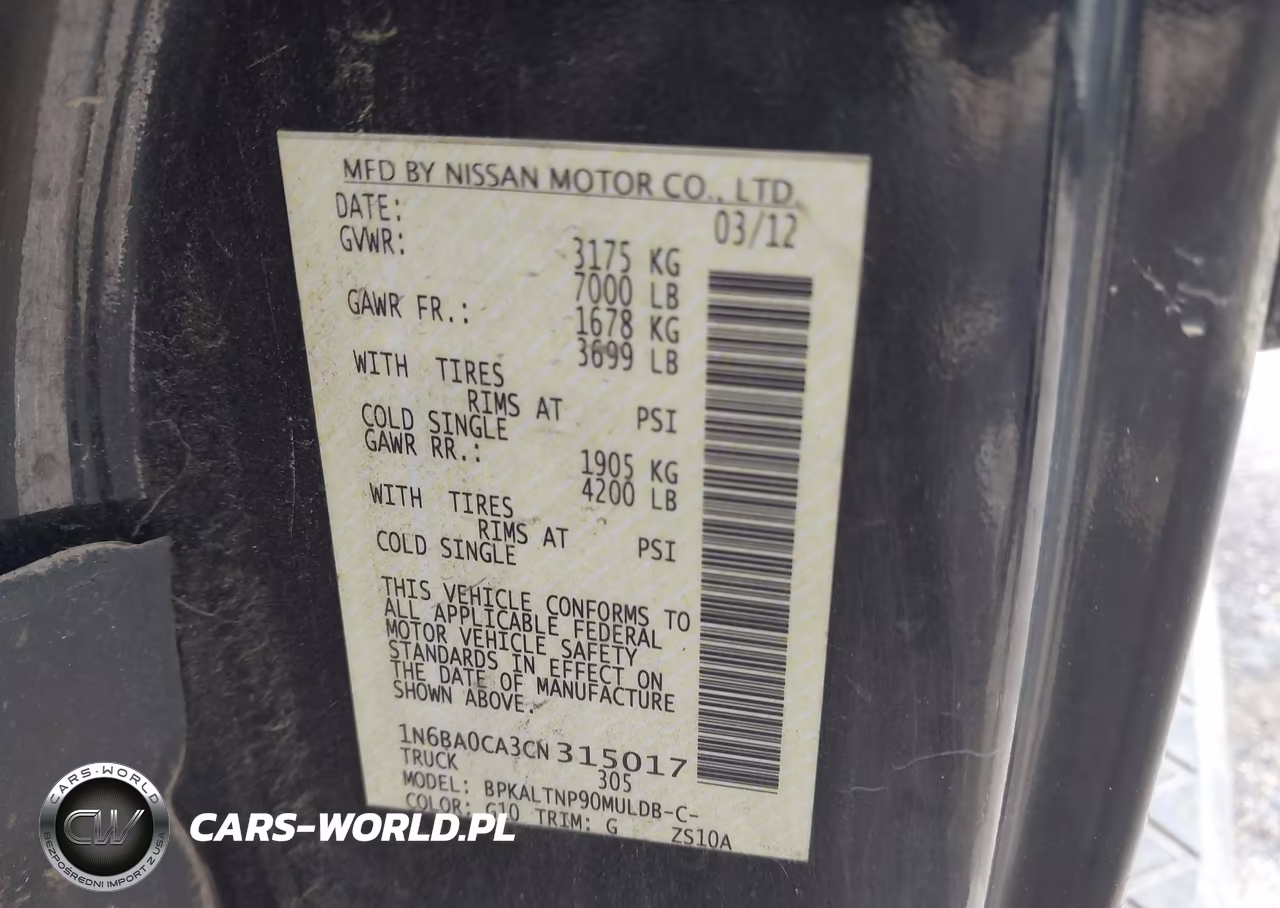2012 Nissan Titan Sv VIN:1N6BA0CA3CN315017 - 9