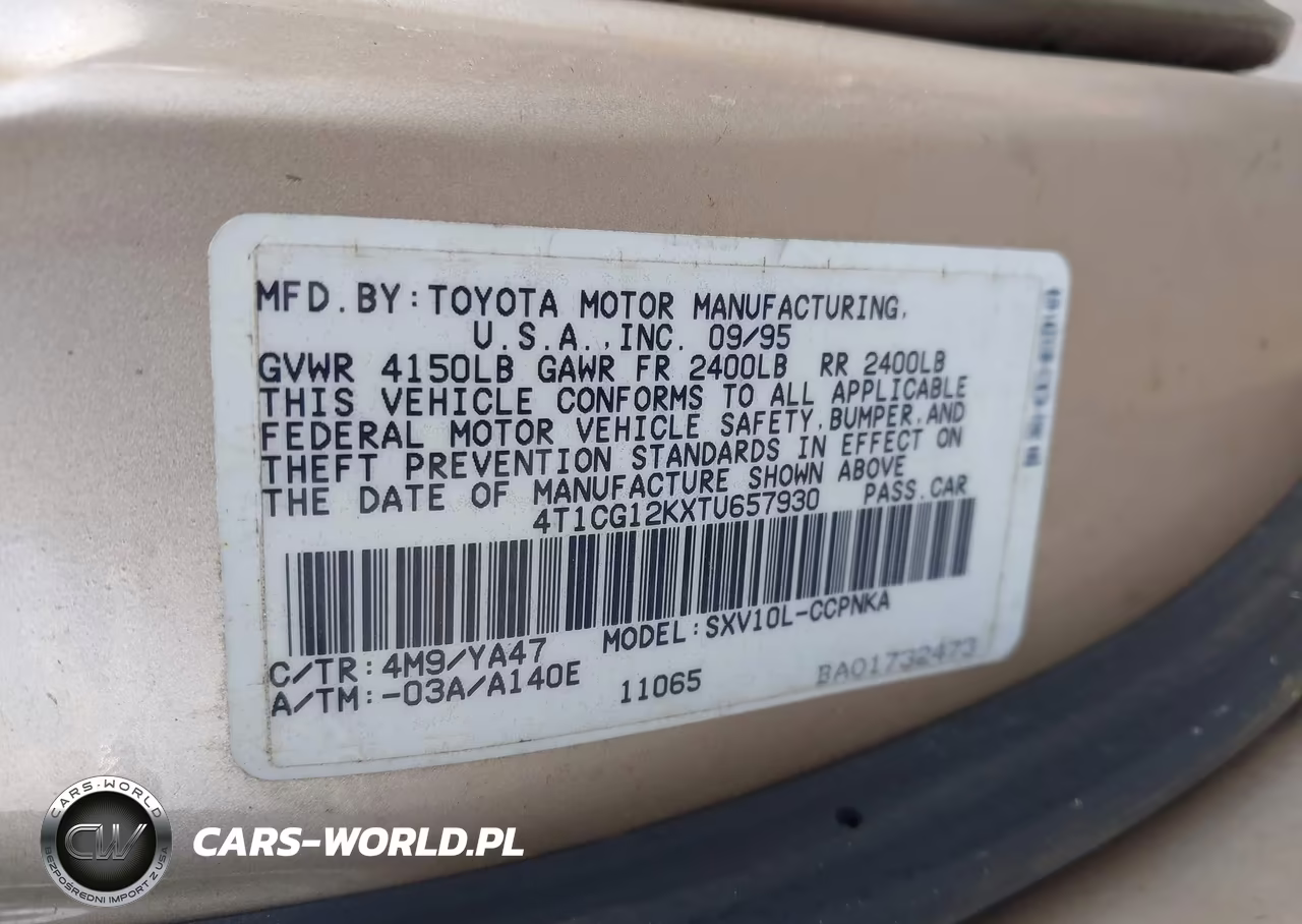 1996 Toyota Camry Dx-Le VIN:4T1CG12KXTU657930 - 9