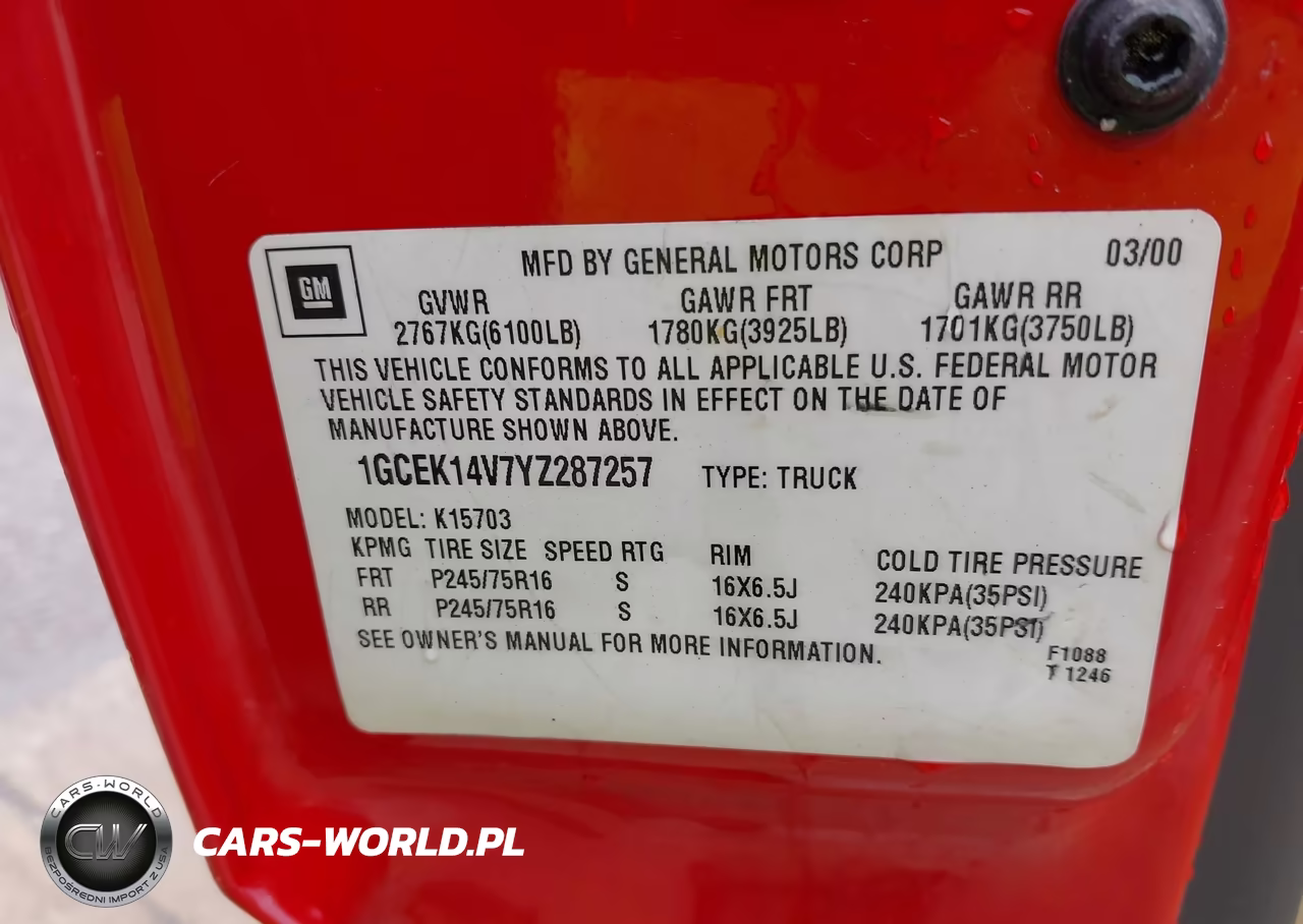 2000 Chevrolet Silverado 1500 VIN:1GCEK14V7YZ287257 - 9