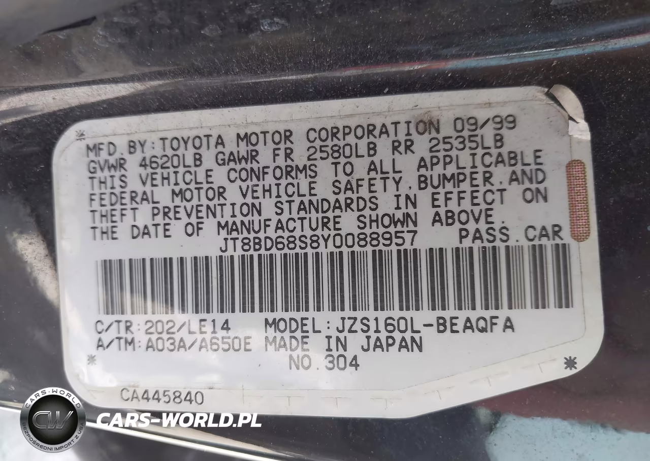 2000 Lexus Gs 300 VIN:JT8BD68S8Y0088957 - 9