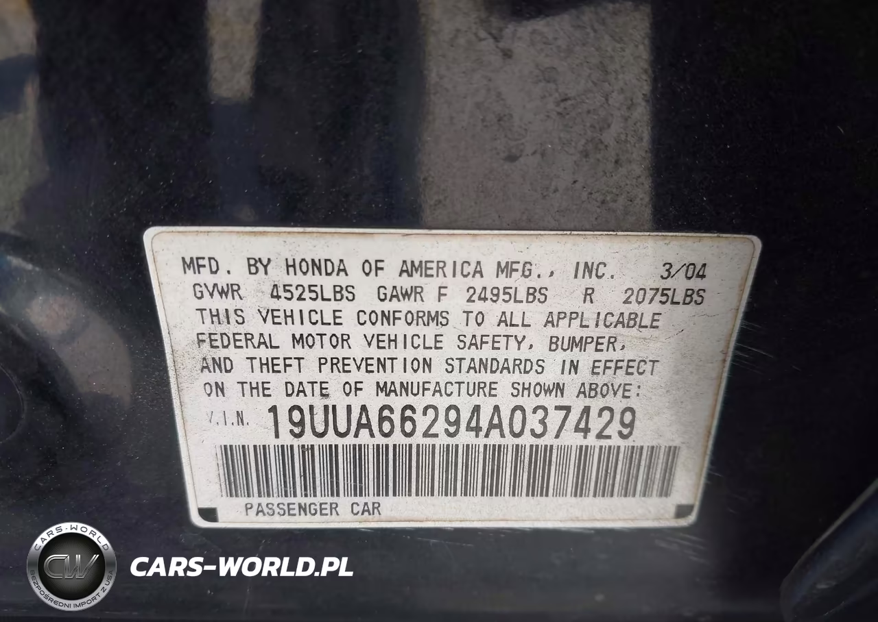 2004 Acura Tl VIN:19UUA66294A037429 - 9