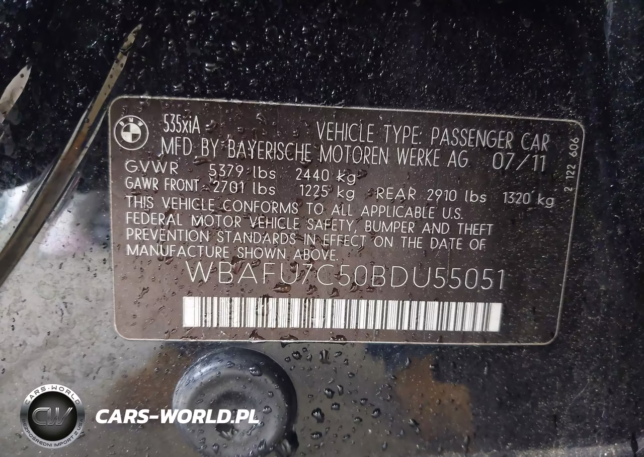 2011 BMW 535I xDrive VIN:WBAFU7C50BDU55051 - 9