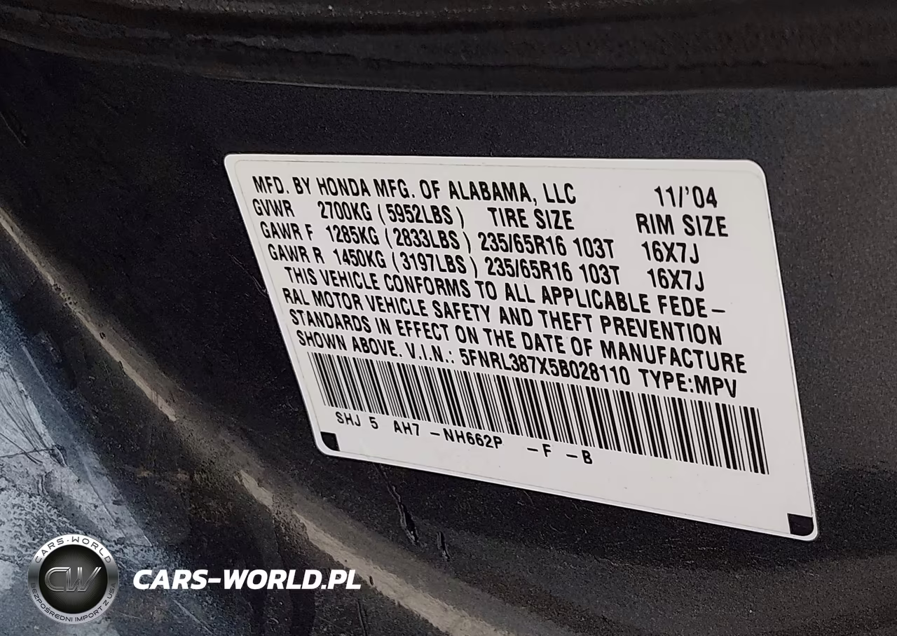 2005 Honda Odyssey Ex-L VIN:5FNRL387X5B028110 - 9