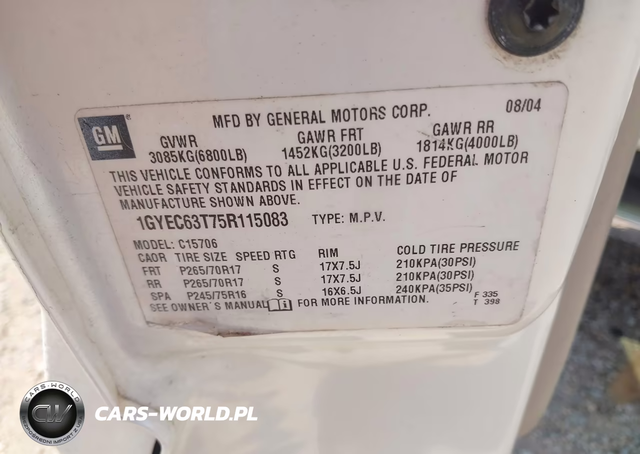 2005 Cadillac Escalade Standard VIN:1GYEC63T75R115083 - 9