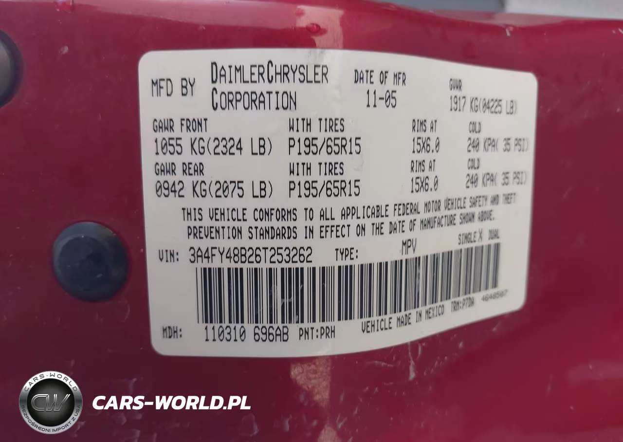2006 Chrysler Pt Cruiser VIN:3A4FY48B26T253262 - 9