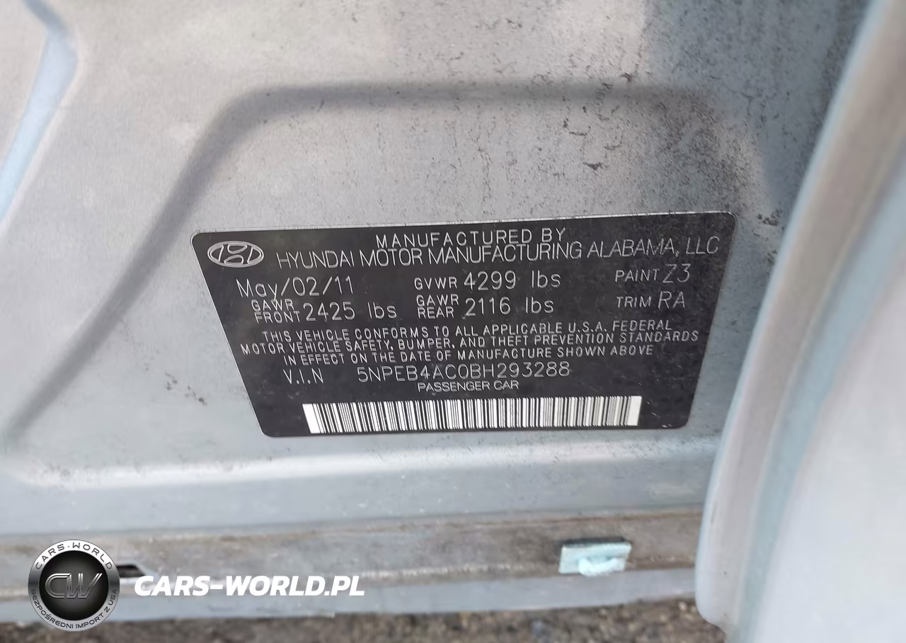 2011 Hyundai Sonata Gls VIN:5NPEB4AC0BH293288 - 9