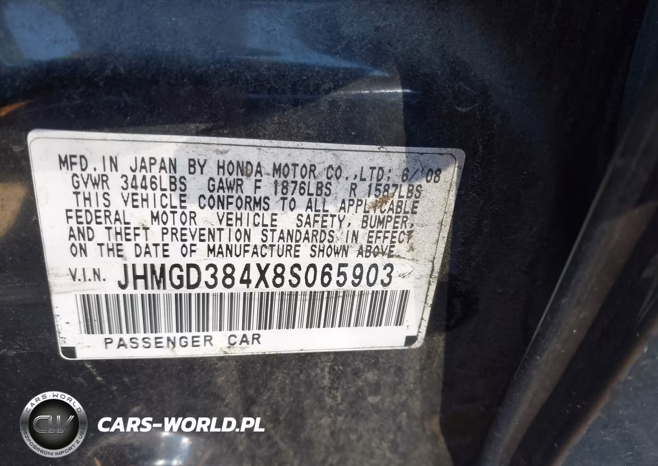 2008 Honda Fit VIN:JHMGD384X8S065903 - 9