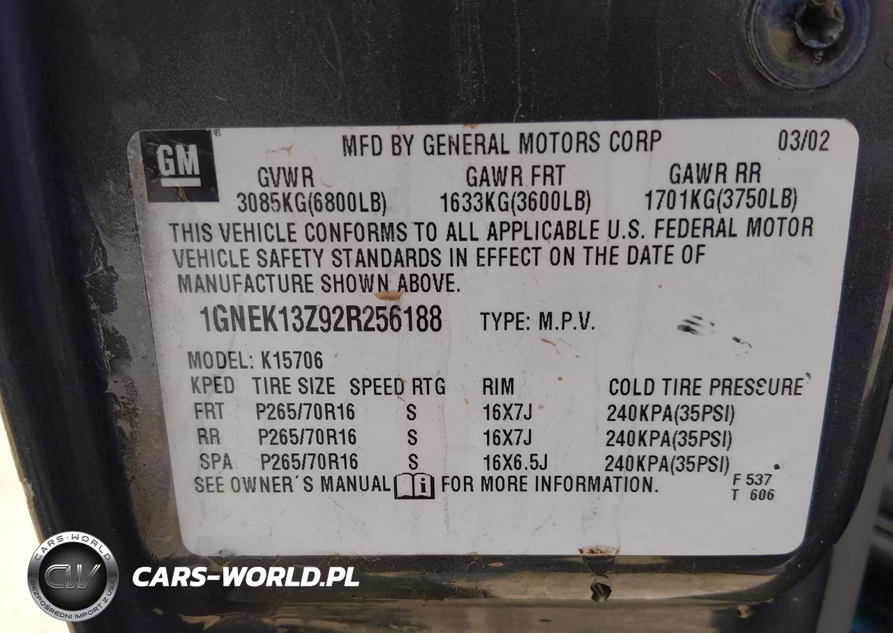2002 Chevrolet Tahoe Lt VIN:1GNEK13Z92R256188 - 9