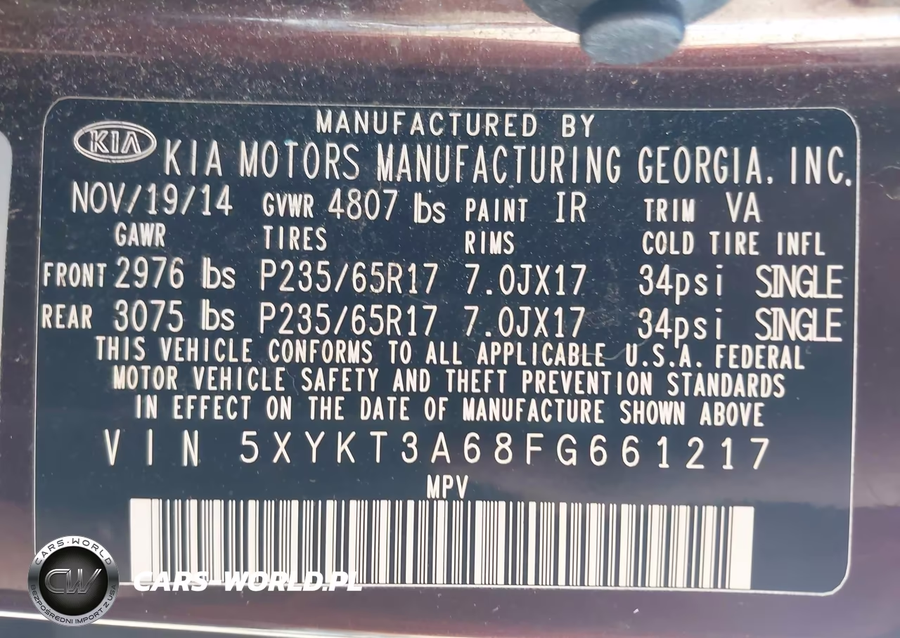 2015 Kia Sorento Lx VIN:5XYKT3A68FG661217 - 9