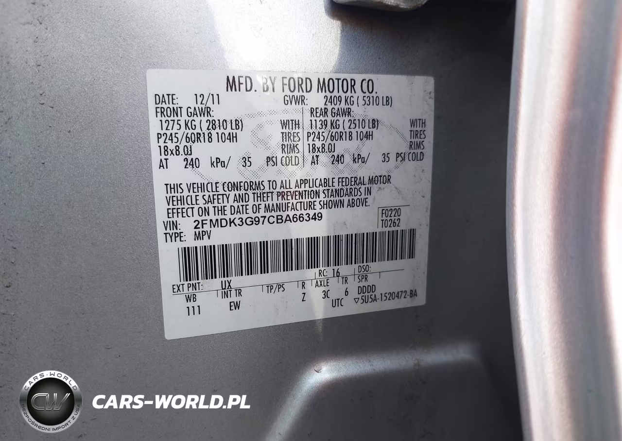 2012 Ford Edge Se VIN:2FMDK3G97CBA66349 - 9