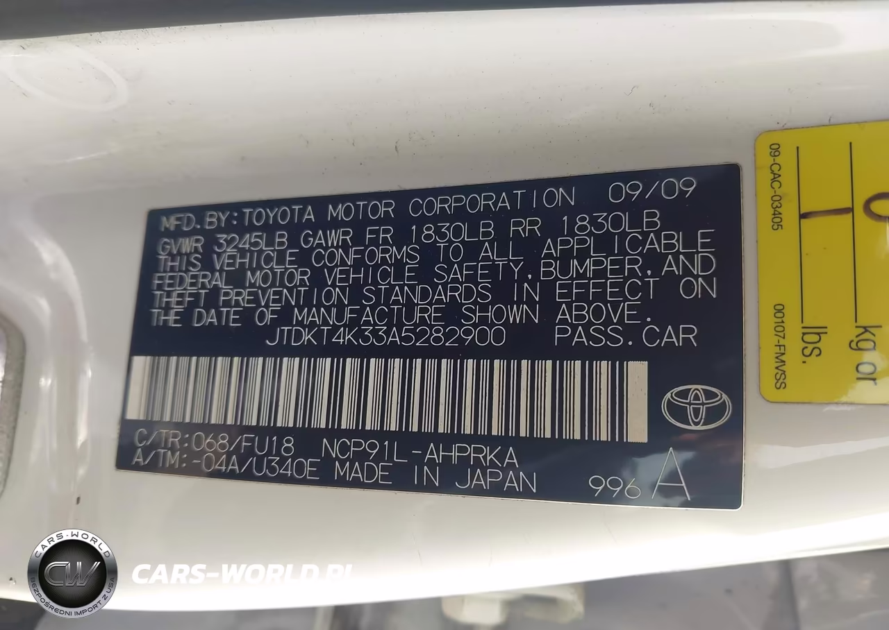 2010 Toyota Yaris VIN:JTDKT4K33A5282900 - 9