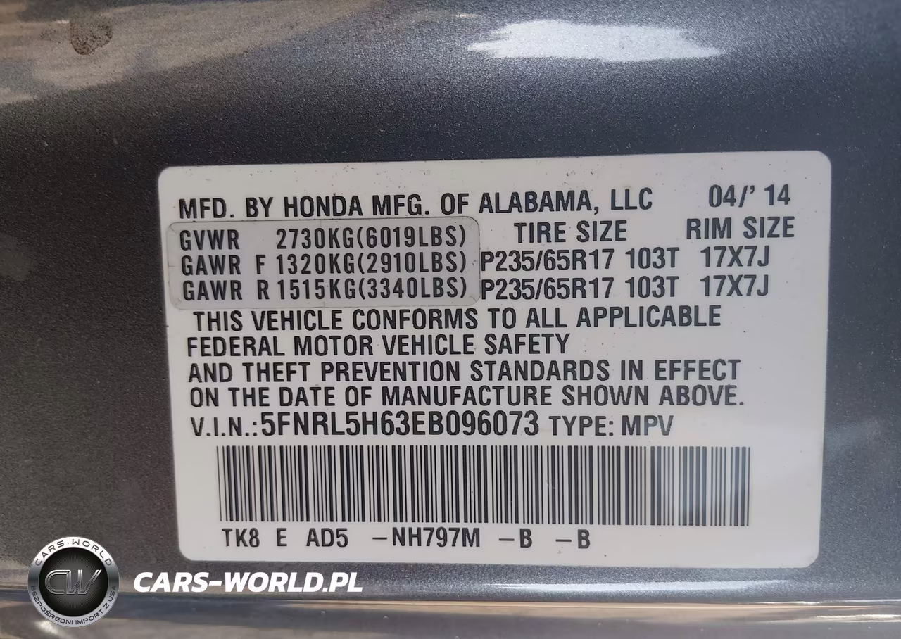 2014 Honda Odyssey Ex-L VIN:5FNRL5H63EB096073 - 9