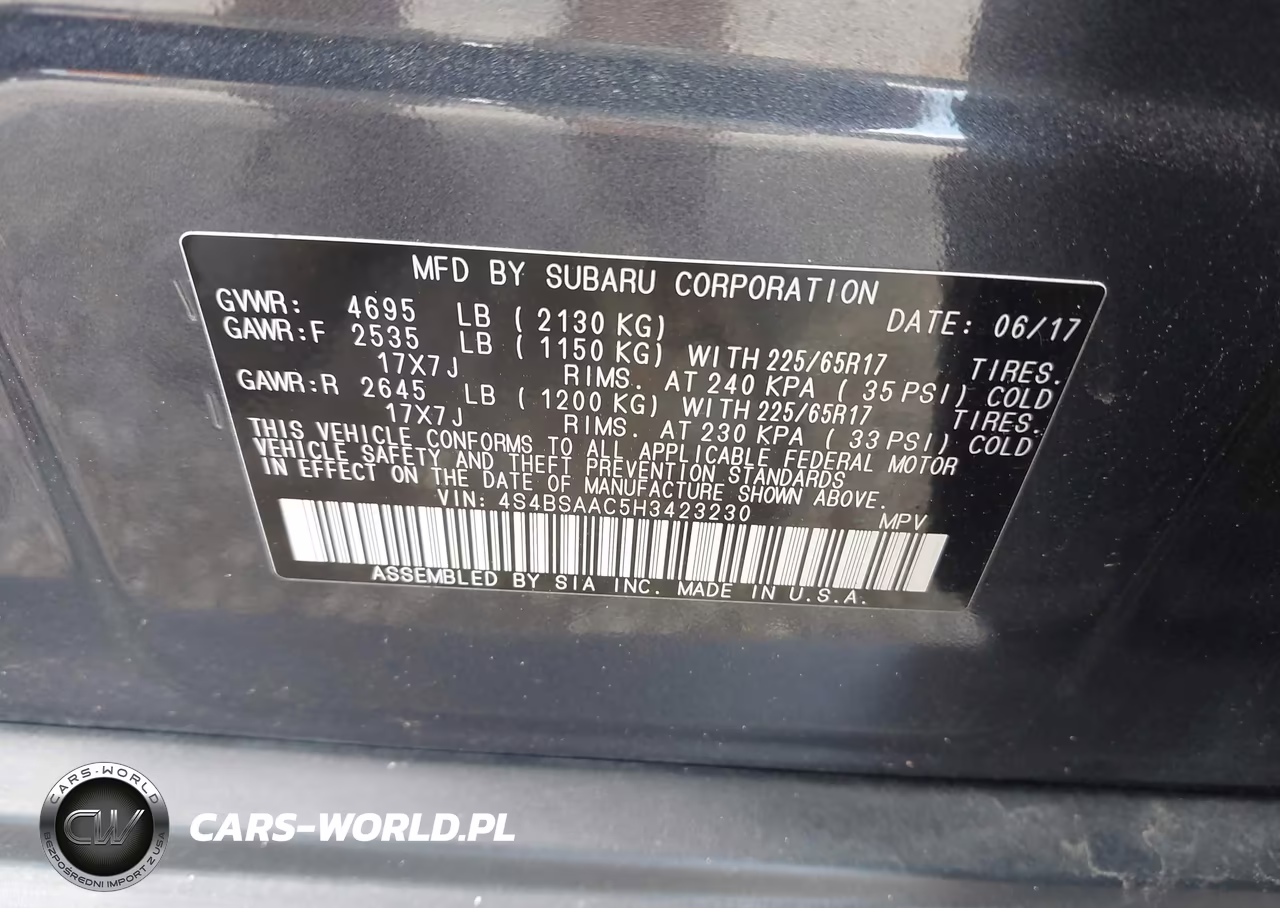 2017 Subaru Outback 2.5I VIN:4S4BSAAC5H3423230 - 9