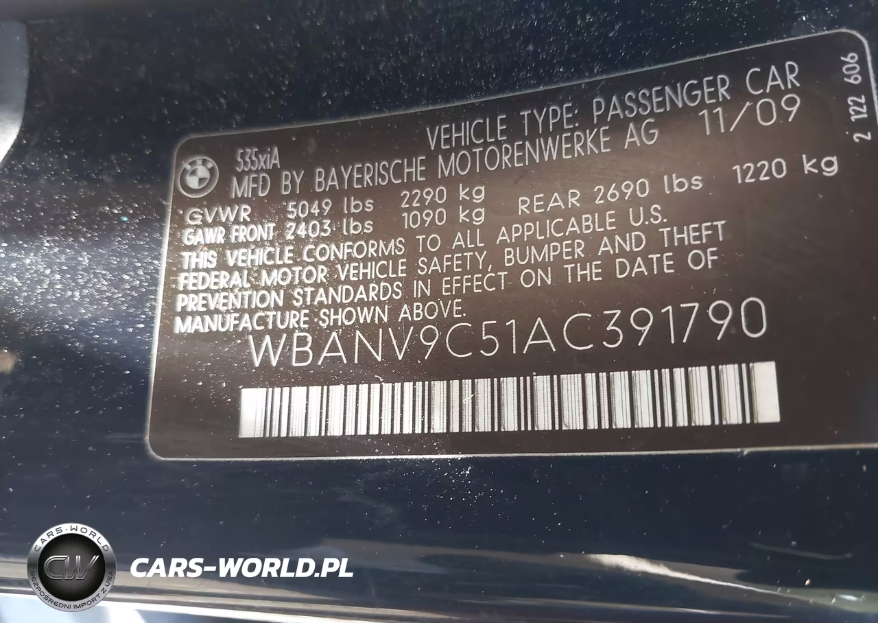 2010 BMW 535I xDrive VIN:WBANV9C51AC391790 - 9