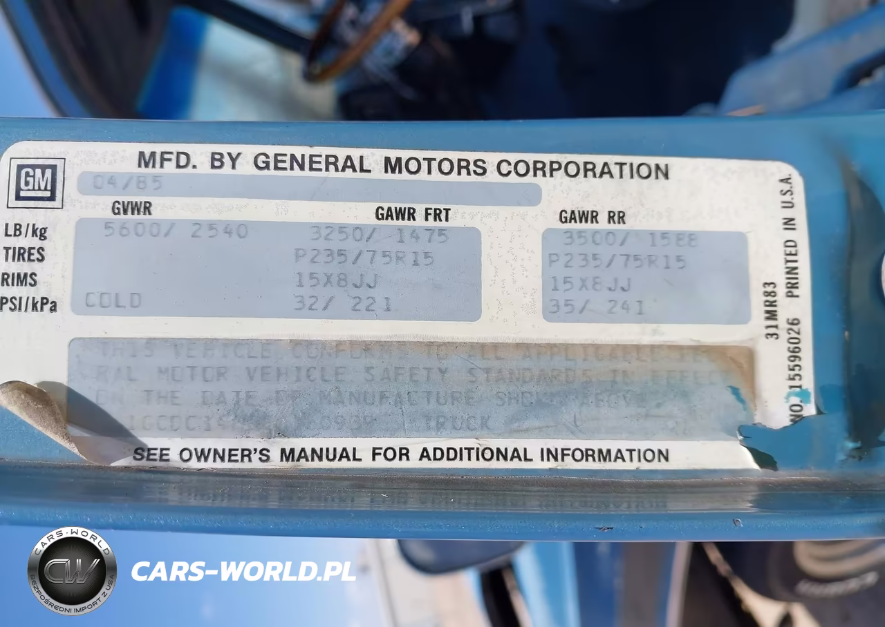 1985 Chevrolet C10 VIN:1GCDC14H3FJ160939 - 9