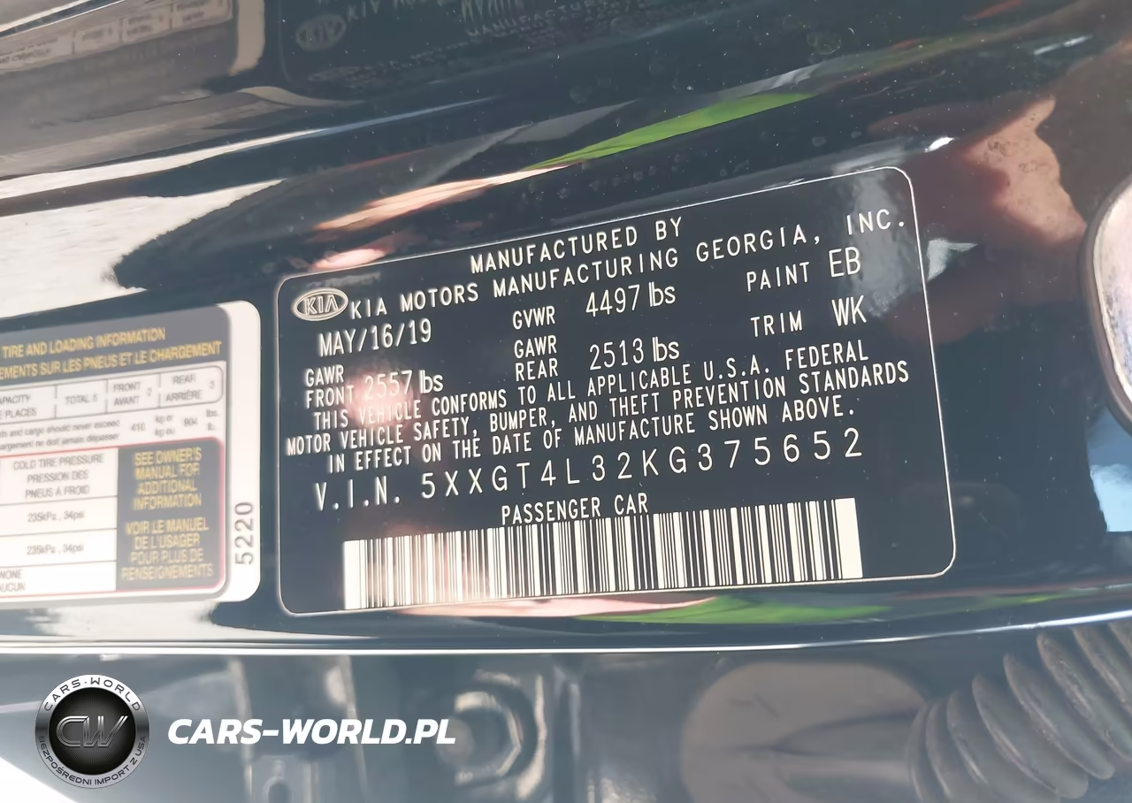 2019 Kia Optima Lx VIN:5XXGT4L32KG375652 - 9