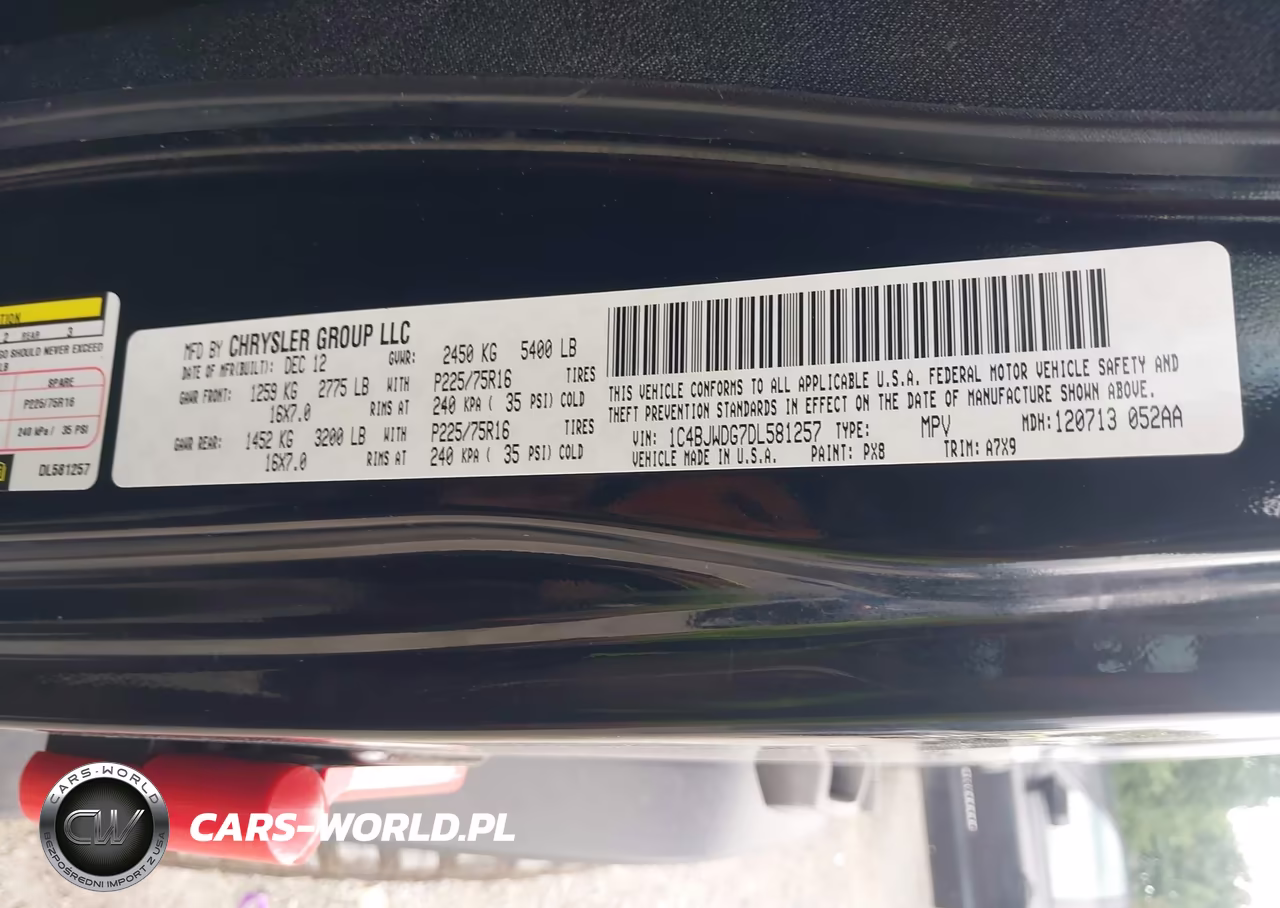 2013 Jeep Wrangler Unlimited Sport VIN:1C4BJWDG7DL581257 - 9