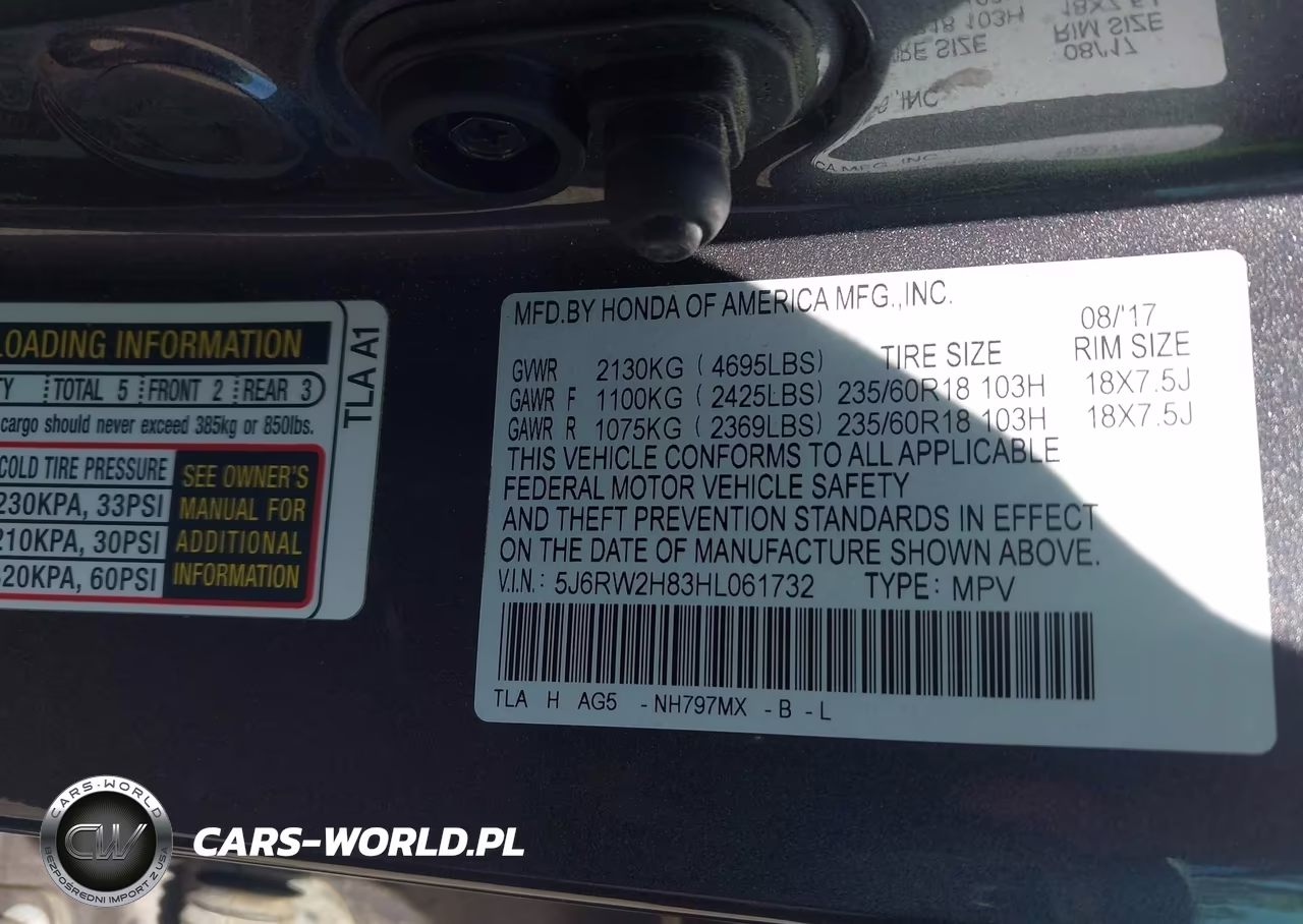 2017 Honda Cr-V Ex-L-Ex-L Navi VIN:5J6RW2H83HL061732 - 9