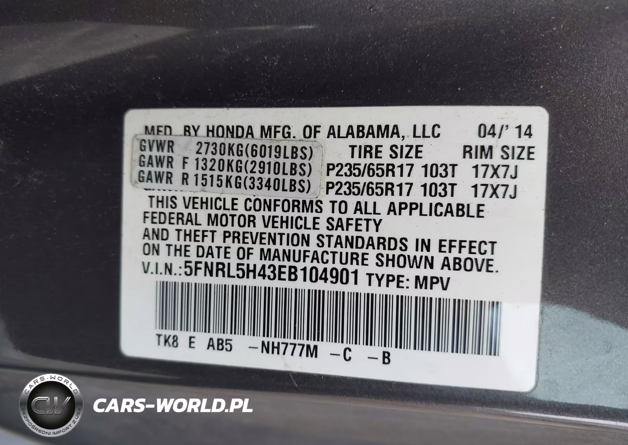 2014 Honda Odyssey Ex VIN:5FNRL5H43EB104901 - 9