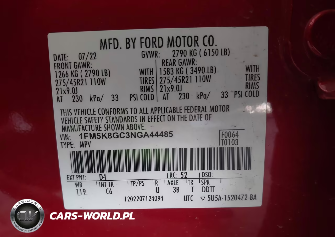 2022 Ford Explorer St VIN:1FM5K8GC3NGA44485 - 9